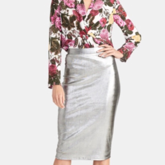 RACHEL Rachel Roy Dresses & Skirts - Rachel Roy Silver Metallic Party midi Pencil Skirt